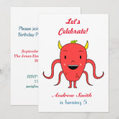 Cute Red monster Kaart (Voorkant / Achterkant)