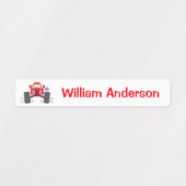 Cute Red Monster Truck Persoonlijke naam Labels (Design 1)