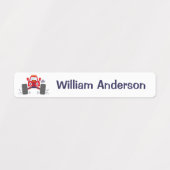 Cute Red Monster Truck Persoonlijke naam Labels (Design 2)