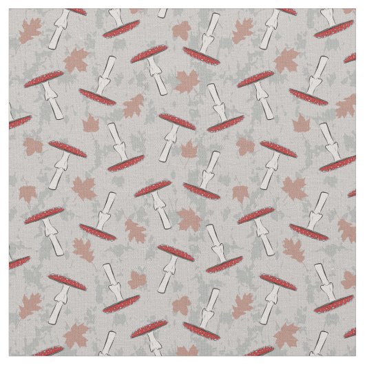 Cute Red Mushroom Fungi Patroon Stof (Close Up)