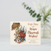 Cute Red Mushroom House Kerstfeestdag Postbus Feestdagenkaart (Staand voorkant)