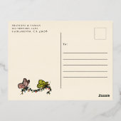 Cute Red Mushroom Kikker and Toad Merry Kerstmis F Folie Feestdagen Briefkaart (Achterkant)