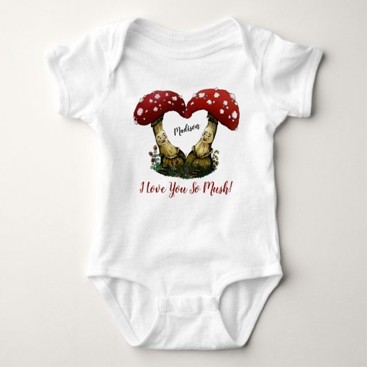 Cute Red Mushroom Pun I Love You Valentijnsdag Romper (Voorkant)