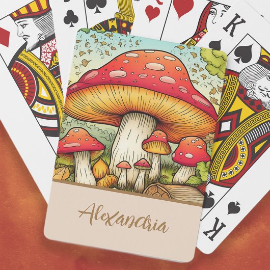 Cute Red Mushrooms Naam Pokerkaarten