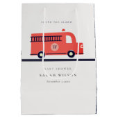 Cute Red Navy Fire Truck Engine Baby shower Medium Cadeauzakje (Achterkant)