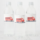 Cute Red Navy Fire Truck Engine Baby shower Waterfles Etiket (Flessen)