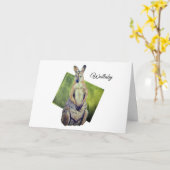 Cute Red Necked Wallaby Art Australian Marsupial Kaart (Gele Bloem)