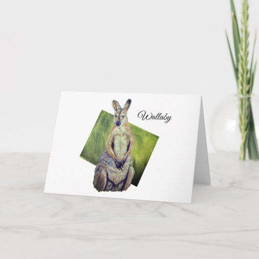 Cute Red Necked Wallaby Art Australian Marsupial Kaart (Voorkant)