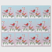 Cute Red Northern Cardinals Love Winter Landscape Cadeaupapier (Vlak)
