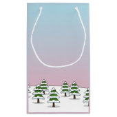 Cute Red Northern Cardinals Love Winter Landscape Klein Cadeauzakje (Achterkant)