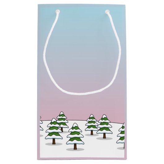 Cute Red Northern Cardinals Love Winter Landscape Klein Cadeauzakje (Achterkant)