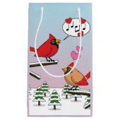 Cute Red Northern Cardinals Love Winter Landscape Klein Cadeauzakje (Voorkant)