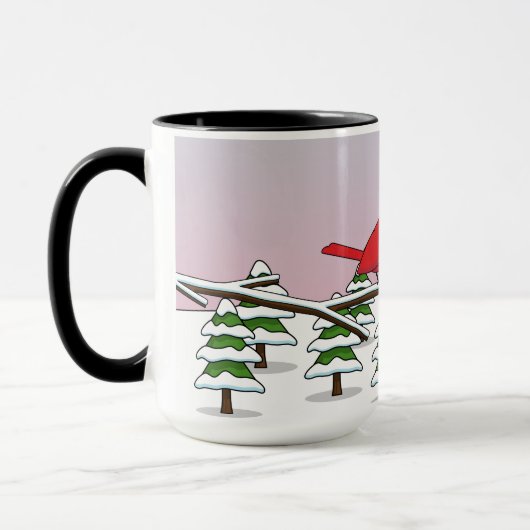 Cute Red Northern Cardinals Love Winter Landscape Mok (Links)