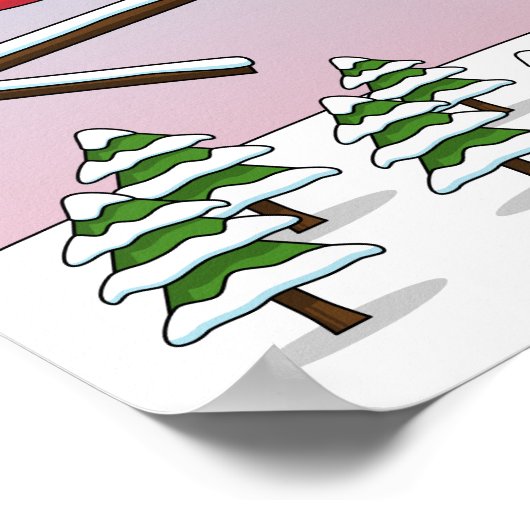 Cute Red Northern Cardinals Love Winter Landscape Poster (Hoek)