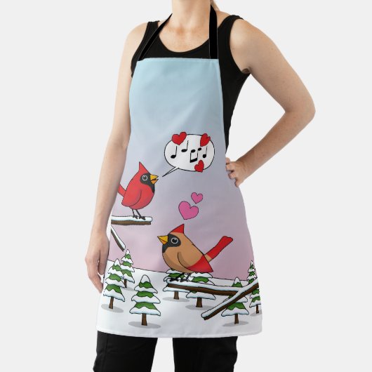 Cute Red Northern Cardinals Love Winter Landscape Schort (Insitu)