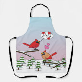 Cute Red Northern Cardinals Love Winter Landscape Schort (Voorkant)