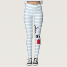 Cute Red Nose Reindeer Ice Blue-kerstLeggings