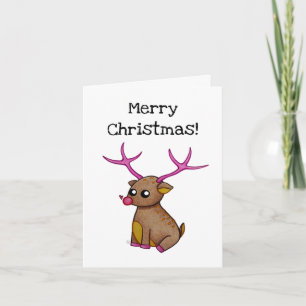 Cute Red Nosed Reindeer - Merry Kerstmis Kaart
