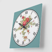 Cute Red-Oranje Flowers Vierkante Klok (Hoek)