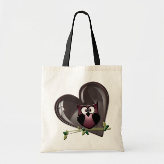 Cute Red Owl and Heart Gifts Tote Bag (Voorkant)