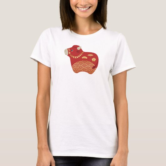 Cute Red Ox, Chinees nieuwjaar van de Ox T-shirt (Voorkant)