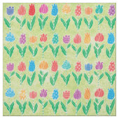 Cute Red Paarse Turquoise Tulip Floral Pattern Stof (Swatch)