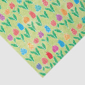 Cute Red Paarse Turquoise Tulip Floral Pattern Tissuepapier (Detail)