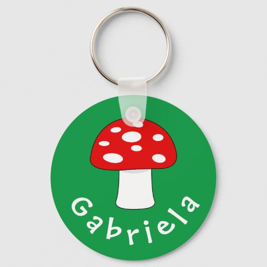 Cute red paddenstoel sleutelhanger met naam voor k (Voorkant)