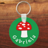 Cute red paddenstoel sleutelhanger met naam voor k (Voorkant)