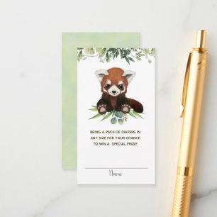 Cute Red Panda Beer Baby shower Diaper Raffle Informatiekaartje