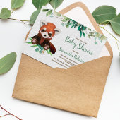 Cute Red Panda Beer Greenery Neutral Baby shower Uitnodiging Briefkaart