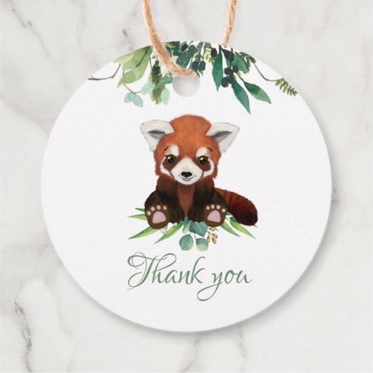 Cute Red Panda Beer Waterverf Neutraal Baby shower Bedankjes Labels (Achterkant)