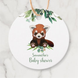 Cute Red Panda Beer Waterverf Neutraal Baby shower Bedankjes Labels