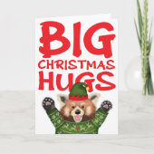 Cute red panda big Christmas hugs card Kaart (Voorkant)