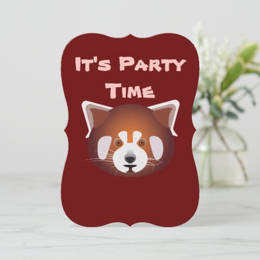 Cute Red Panda Birthday Uitnodiging (Staand voorkant)