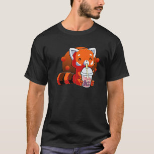 Cute Red Panda Boba Tea Bubble Tea Kawaii Anime Ja T-shirt