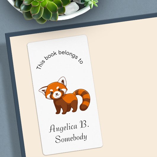 Cute Red Panda Bookplate Etiket