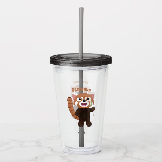 Cute red panda cartoon illustratie acryl drinkbeker (Voorkant)