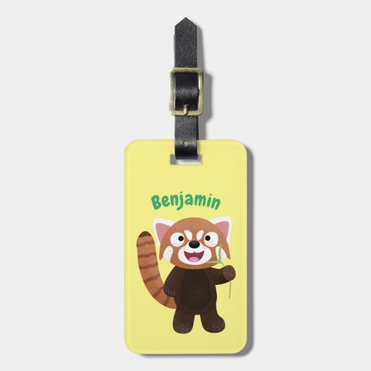 Cute red panda cartoon illustratie bagagelabel (Voorkant verticaal)
