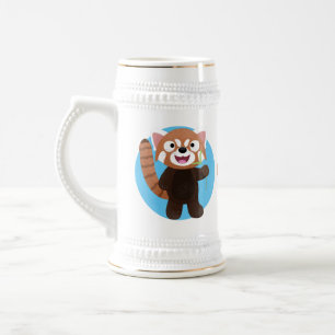 Cute red panda cartoon illustratie bierpul