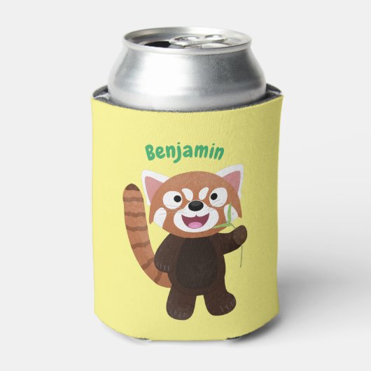 Cute red panda cartoon illustratie blikjeskoeler (Blikje Voorkant)