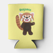 Cute red panda cartoon illustratie blikjeskoeler (Voorkant)