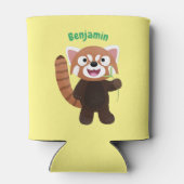 Cute red panda cartoon illustratie blikjeskoeler (Achterkant)