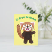 Cute red panda cartoon illustratie briefkaart (Staand voorkant)