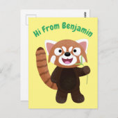 Cute red panda cartoon illustratie briefkaart (Voorkant / Achterkant)