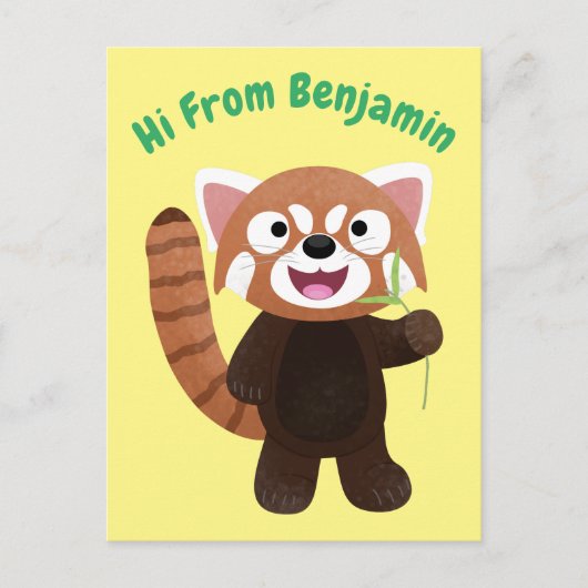 Cute red panda cartoon illustratie briefkaart (Voorkant)