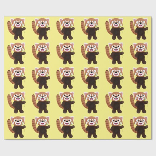 Cute red panda cartoon illustratie cadeaupapier (Vlak)