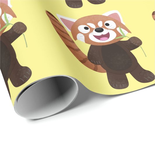 Cute red panda cartoon illustratie cadeaupapier (Rol Hoek)