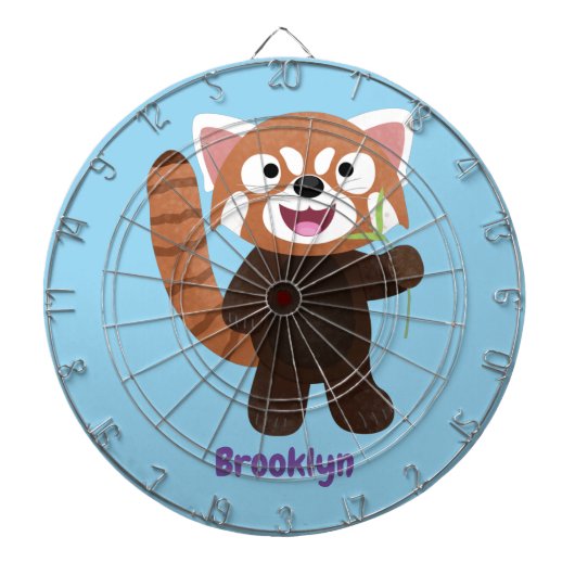 Cute red panda cartoon illustratie dartbord (Voorkant)