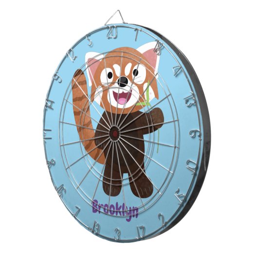 Cute red panda cartoon illustratie dartbord (Voorkant Rechts)